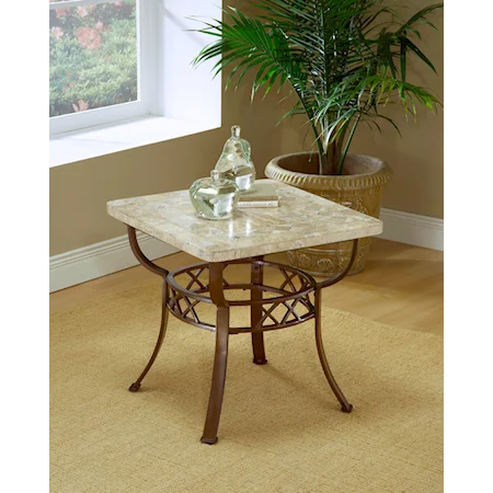 Brookside Fossil End Table with Stone Top